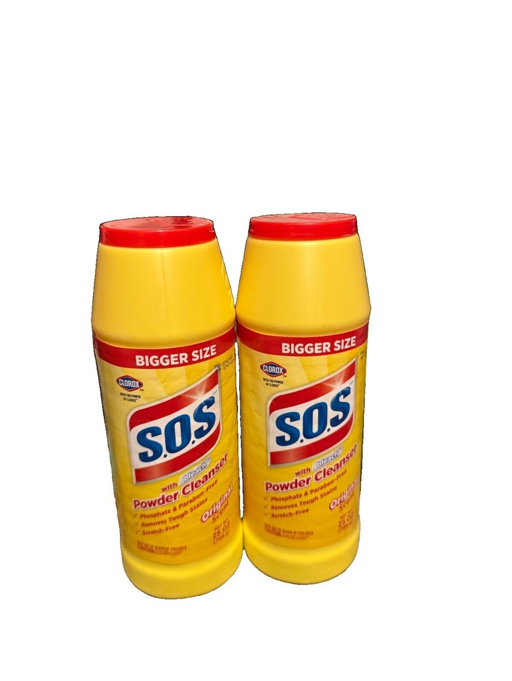 SOS Cleanser Powder w/ Power of Clorox Bleach Original Scent Lot of 2 -21 oz